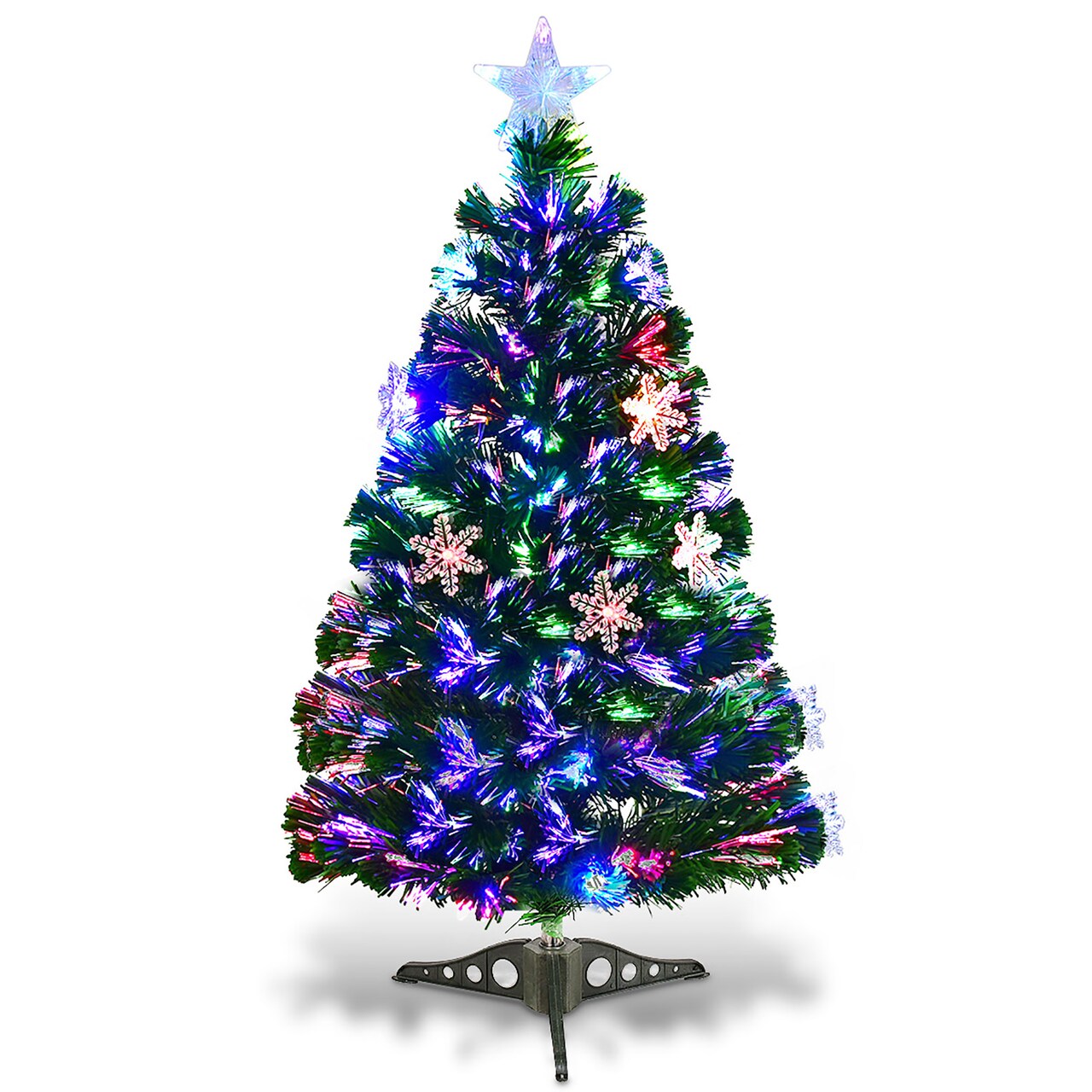 Costway 3FT Pre-Lit Fiber Optic Christmas Tree Multicolor Lights